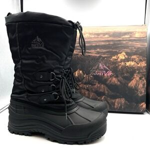 Nortiv 8 Mountaineer-2M 3M Insulated Snow Boots Black Mens US 9 Waterproof